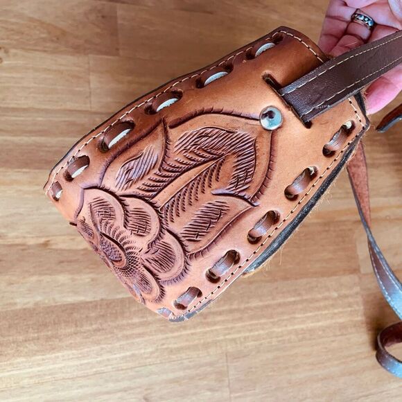 HAND TOOLED Leather Pony Hair Bag - Picture 6 of 14